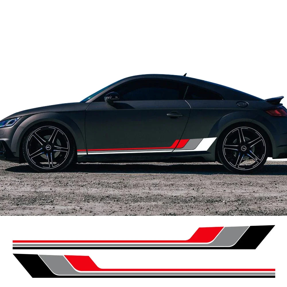 Tricolor Door Side Skirt Trim Decal for Audi TT (8N MK1, 8J MK2, 8S MK3) | 2-Piece Vinyl Coupe Graphic