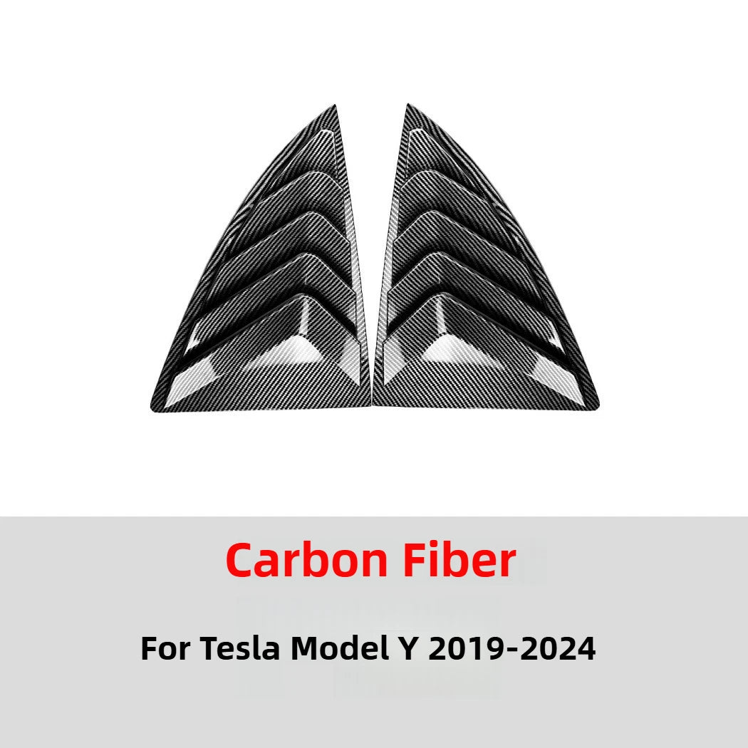 2PCS Side Window Louver Cover Sport Style For Tesla Model 3 Y Juniper Highland 2025-2020 2026 Rear Window Spoiler Shutter Cover