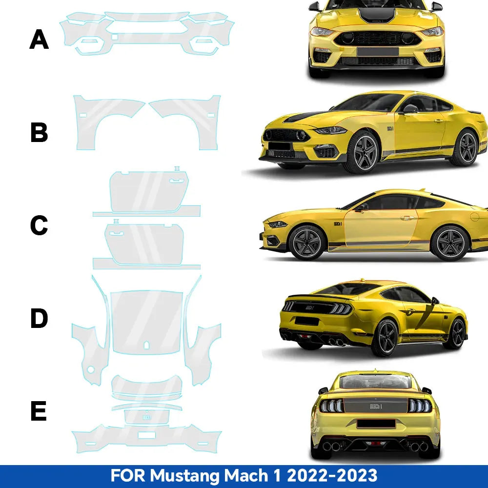 TPU Pre-Cut Sticker for Ford Mustang Mach 1 2022-2023 – Clear Paint Protection Film Kit