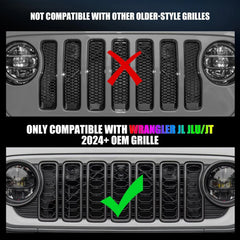 MAIKER RGB LED Front Grille Lights For 2024-2025 Jeep Wrangler JL JLU JT Original Factory Grille, 5PCS RGB Exterior Grill Lamp