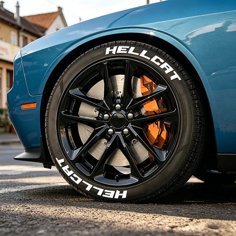HELLCAT 3D Tire Letter Stickers for 4 Tires | 8pc Waterproof PVC