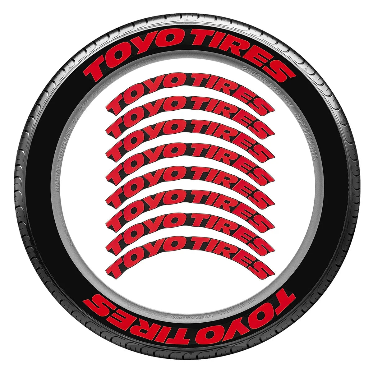 TOYO TIRES 3D Waterproof Tire Stickers | Universal Rubber Sidewall