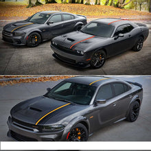 Load image into Gallery viewer, Dodge Challenger &amp; Charger Full Racing Stripe Decal Kit – Hood, Roof &amp; Tail Wrap | Demon-Style Sport Graphic | Style A or B