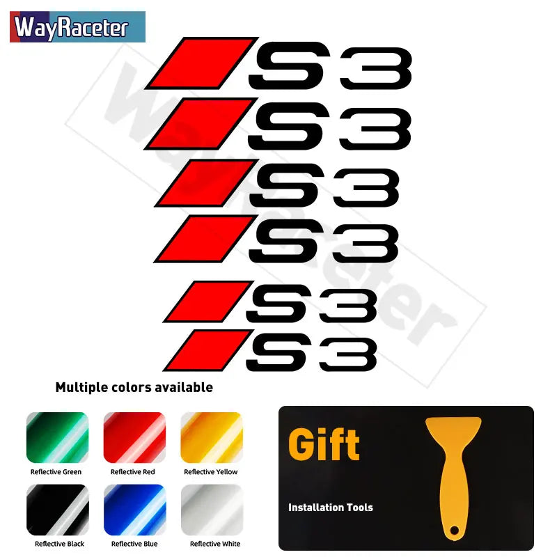 Audi Brake Caliper Decal Set – High-Temp Reflective Vinyl | A3 A4 A5 A6 A7 A8 Q2 Q3 Q5 Q7 Q8 TT TTS S-Line (6 Pcs)