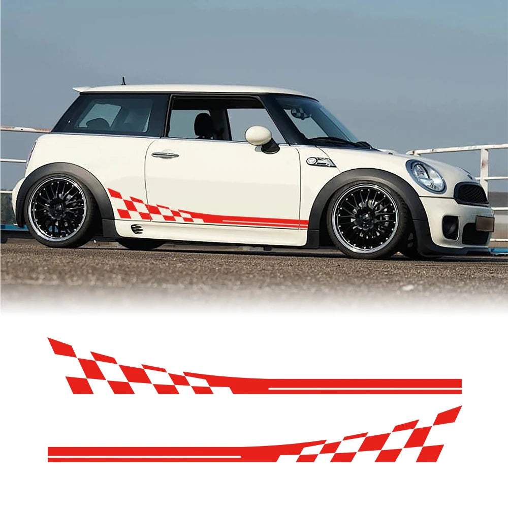 Checkered Flag Side Skirt Decals for Mini Cooper S / JCW / Clubman / Countryman | Racing Vinyl