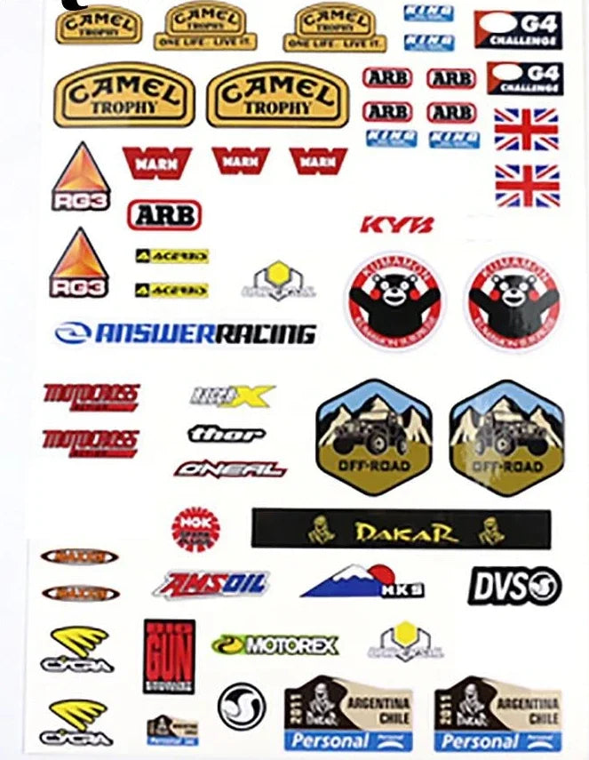 1/10 Scale RC Jeep Logo Label Sticker Set – TRX-6, TRX-4 Defender, Axial SCX10 II, JKMAX, D110 Decals