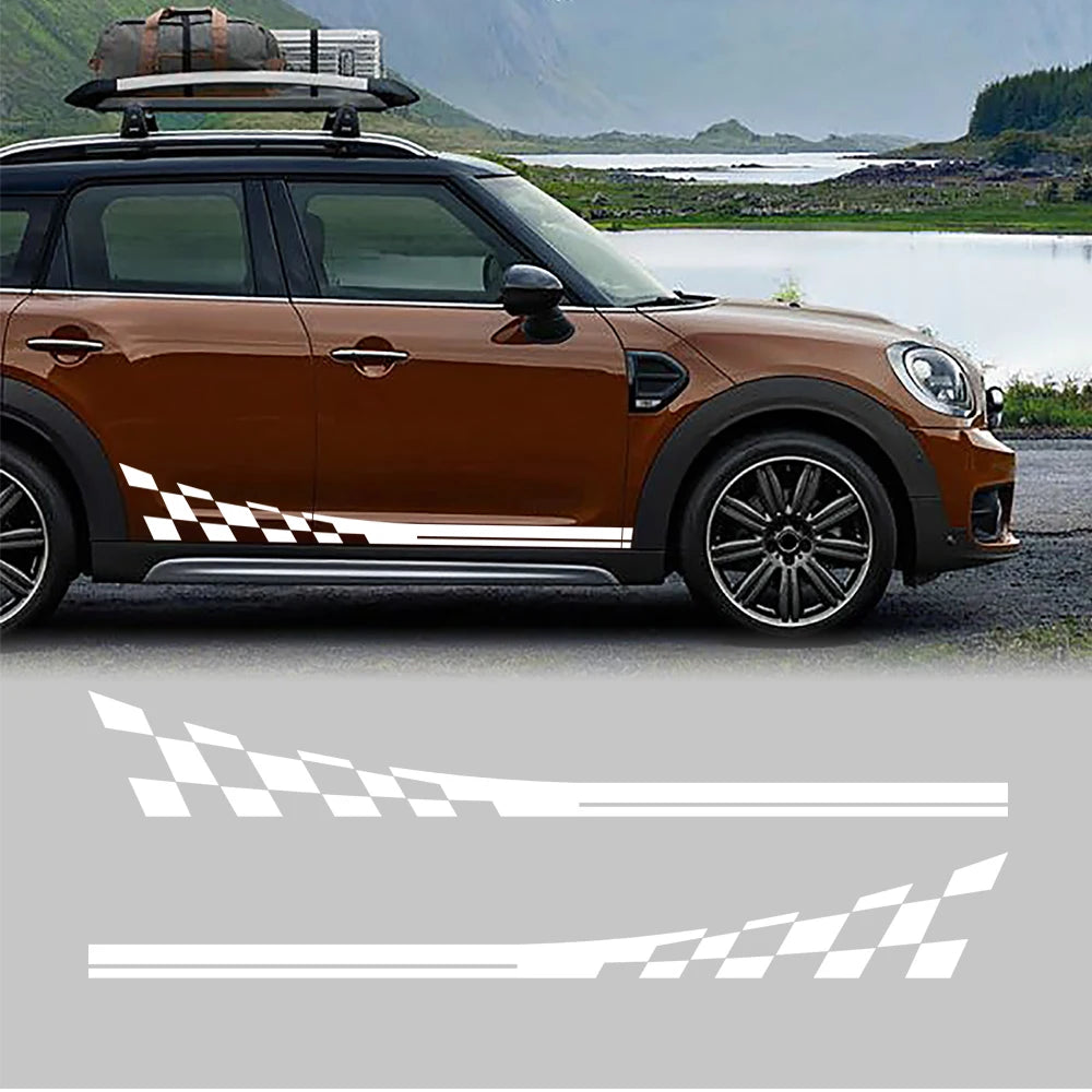 Checkered Flag Side Skirt Decals for Mini Cooper S / JCW / Clubman / Countryman | Racing Vinyl