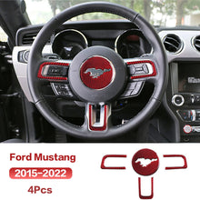 Load image into Gallery viewer, Carbon Fiber Steering Wheel Trim Sticker for Ford Mustang | 4-Piece Interior Set