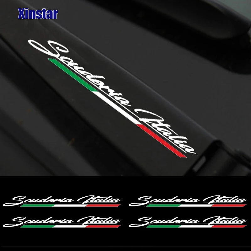 4PCS Scuderia Italia Windshield Wiper Stickers - Side Skirt Decals for Fiat 500, Abarth 595, 695