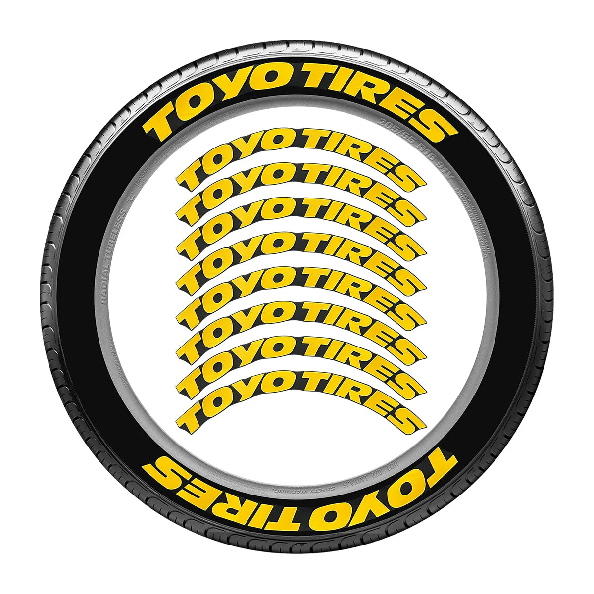 TOYO TIRES 3D Waterproof Tire Stickers | Universal Rubber Sidewall