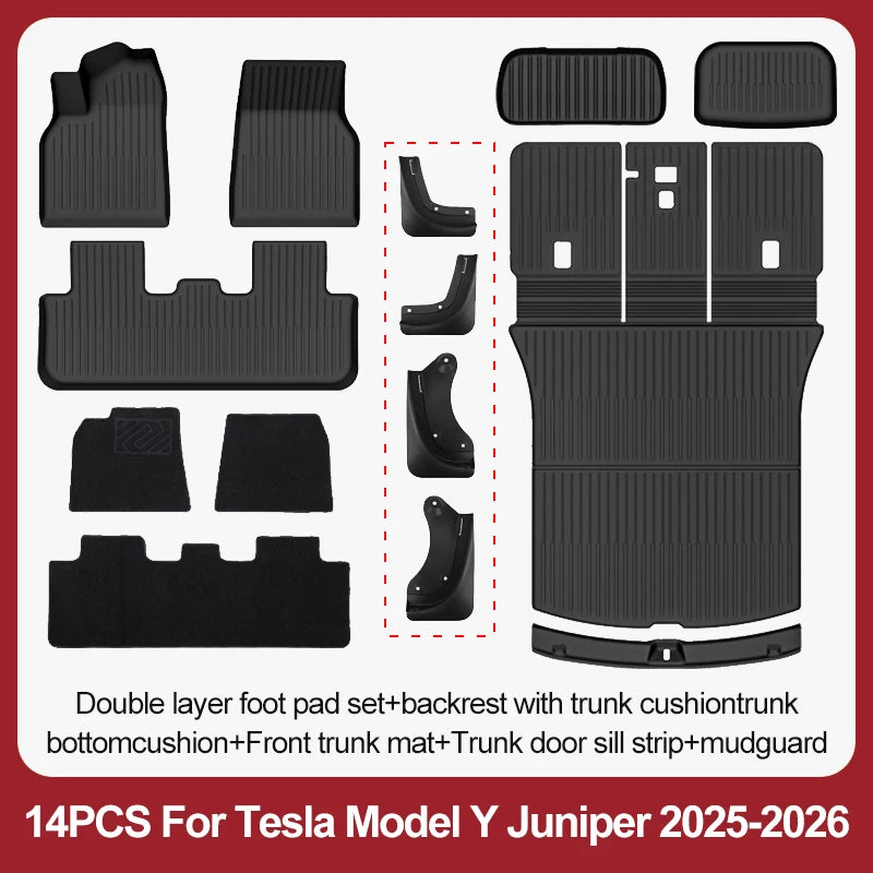TPE Floor Mats & Luggage Mat for Tesla Model Y Juniper Premium / Performance (2025+) | All-Weather Set