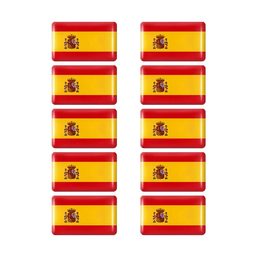 Epoxy Spain Flag Sticker Car Interior Decoration Decal | 10 / 20 / 50 Pack for SEAT / Cup Holder