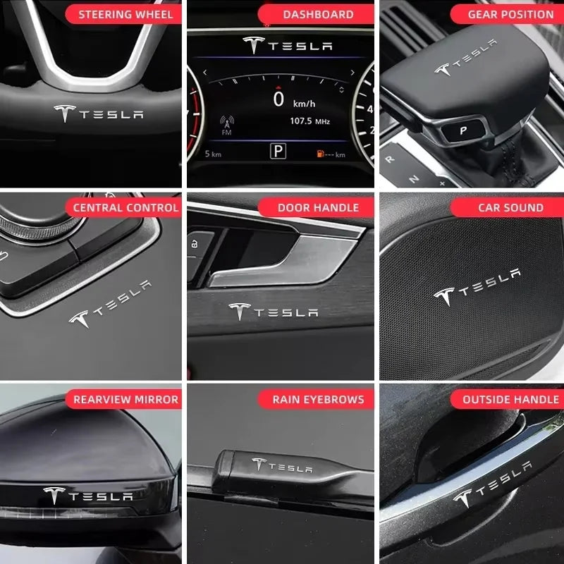 3D Metal Car Creative Stickers Waterproof Dirt-proof Sticker For Tesla Model 3  S X Y Roadster SpaceX Car Accessories