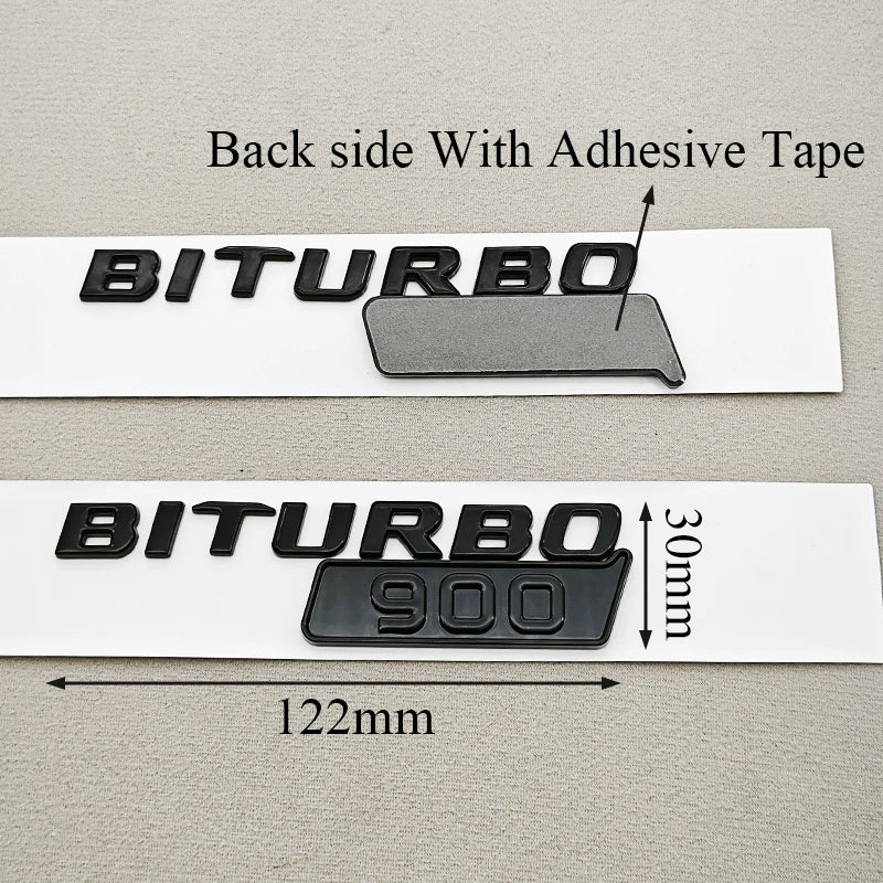 Gloss Black BITURBO 800 / 900 Side Fender Emblem Decal for Mercedes-Benz AMG | Badge Sticker