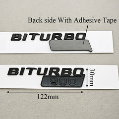 Gloss Black BITURBO 800 / 900 Side Fender Emblem Decal for Mercedes-Benz AMG | Badge Sticker