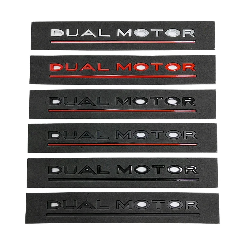 3D ABS DUAL MOTOR Chrome Red Line Emblem Badge for Tesla | Trunk & Body Styling Sticker