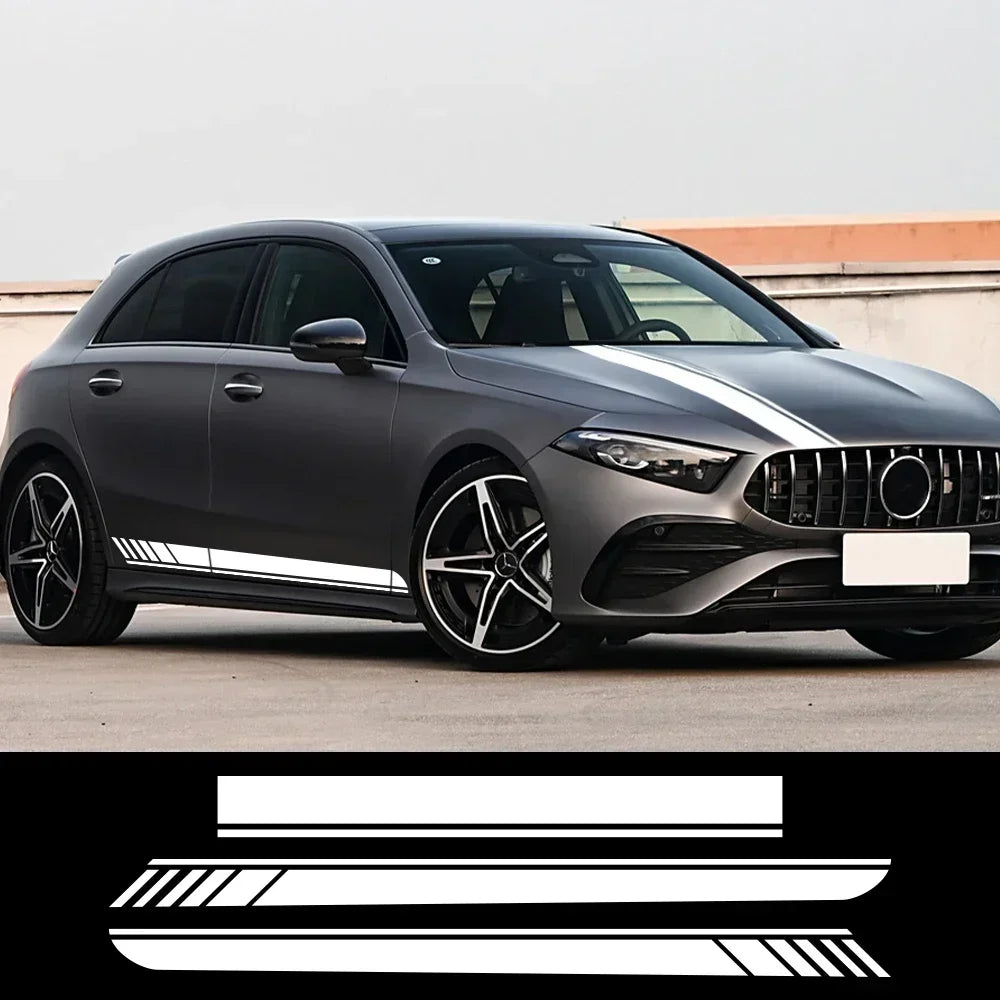 Hood Decal Side Stripes & Skirt Sticker for Mercedes-Benz A-Class A45S W177 | Color Change Vinyl
