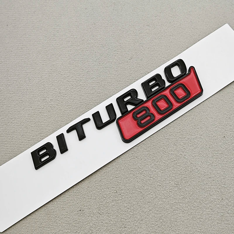 Gloss Black BITURBO 800 / 900 Side Fender Emblem Decal for Mercedes-Benz AMG | Badge Sticker
