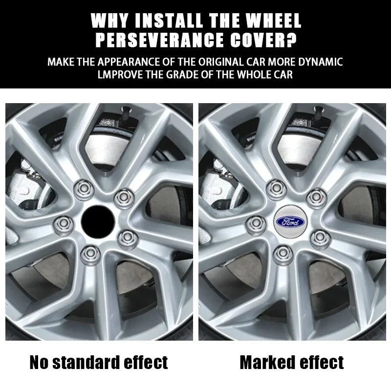 Wheel Center Hub Cap Cover Badge Stickers for Ford F-150 / Focus | 4-Piece 65mm / 60mm / 56mm