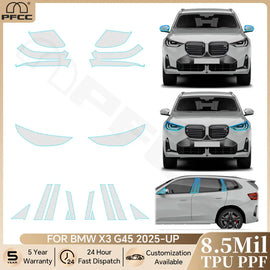 Precut PPF for BMW X3 G45 / M50 / M Sport (2025+) | TPU Headlight, Mirror & Pillar Protection