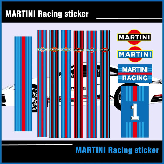 MARTINI Racing Decal – PVC Sticker for Car, Off-Road, Motocross, Helmet & Trunk (Fits 911, 917, 917LH, 918)