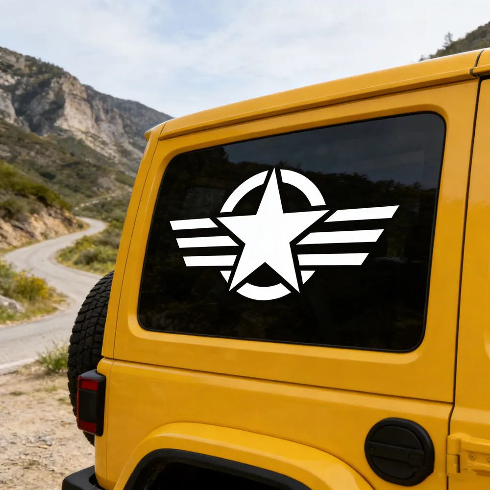 Star & Stripes Car Decal – Waterproof PVC Vinyl Sticker for Cars, Trucks, SUVs, Vans & Motorcycles