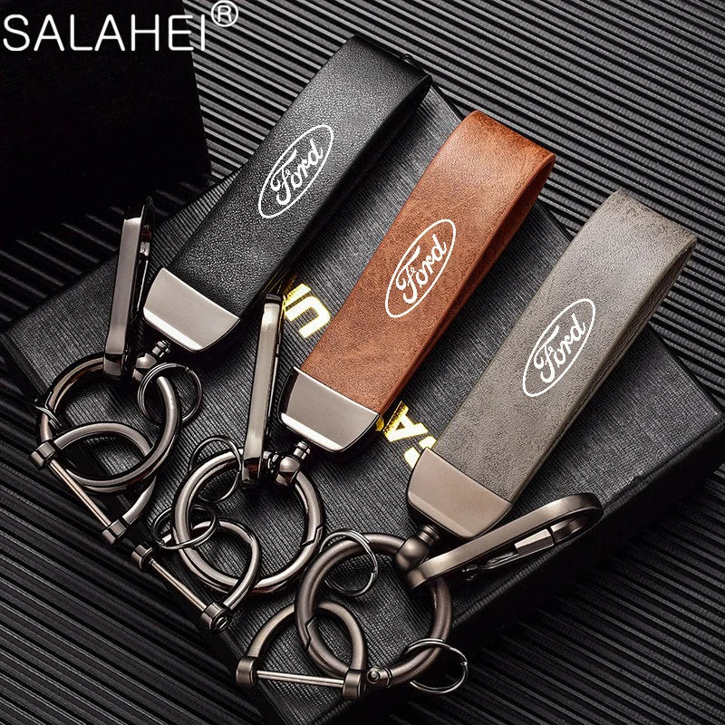 Leather Alloy Keychain Keyring Pendant for Ford Mustang / Fiesta / Focus / Mondeo | Gift
