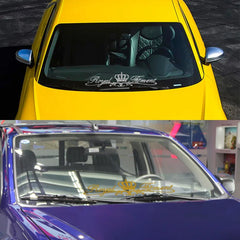 Crown Art Front Windshield Vinyl Sticker – Universal Fit | Car Styling Decal | 12 Finishes