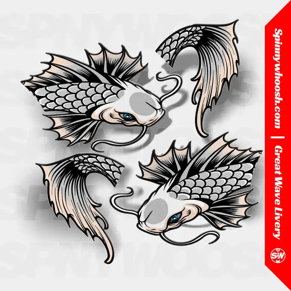 Limited Edition Koi Fish Car Decal Livery - 2-Piece Premium Vinyl Set