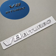 Cargar imagen en el visor de la galería, Chrome V8 BITURBO Fender Side Badge Emblem Decal for Mercedes-Benz AMG | Logo Sticker