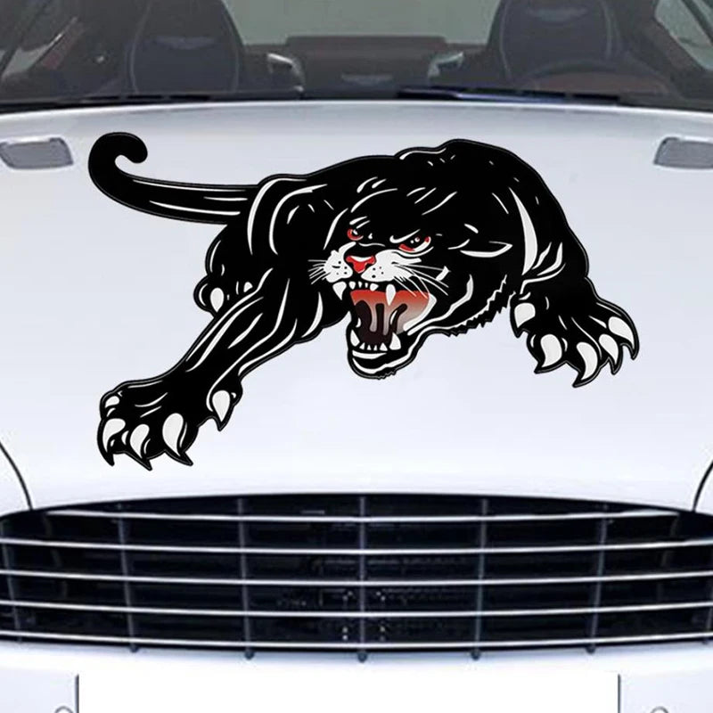 Tribal Hunting Cat & Wolf Vinyl Decal - Grunge Tattoo Design for Dodge Charger, Car, or Truck