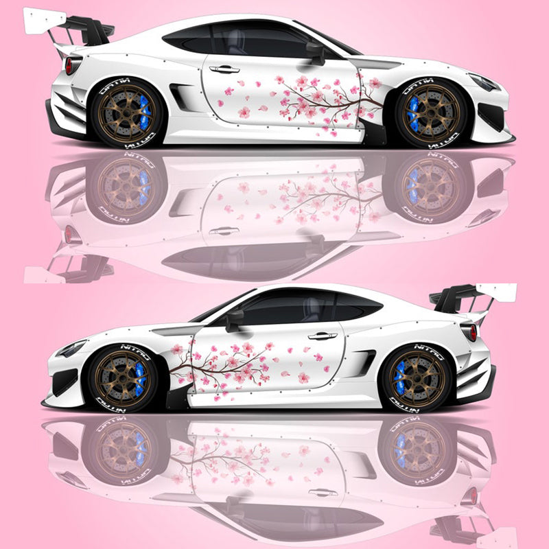 Sakura Cherry Blossom Side Car Decal - Large Universal Japanese Vehicle Graphics