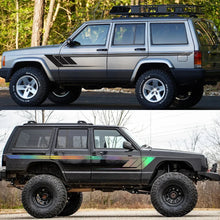 Cargar imagen en el visor de la galería, Jeep Cherokee XJ Retro Hockey Stick Racing Side Stripe Decal – Body Door &amp; Side Skirt Vinyl (2 Pcs) | 8 Finishes