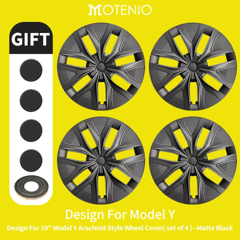 19" Blade Wheel Cover Caps for Tesla Model Y (2020–2024) | 4-Piece Full Coverage Hub Cap Set