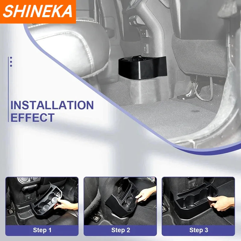 Rear Seat Cup Holder Mount & Storage Box Organizer for Jeep Wrangler | Shineka ISO9001 ABS