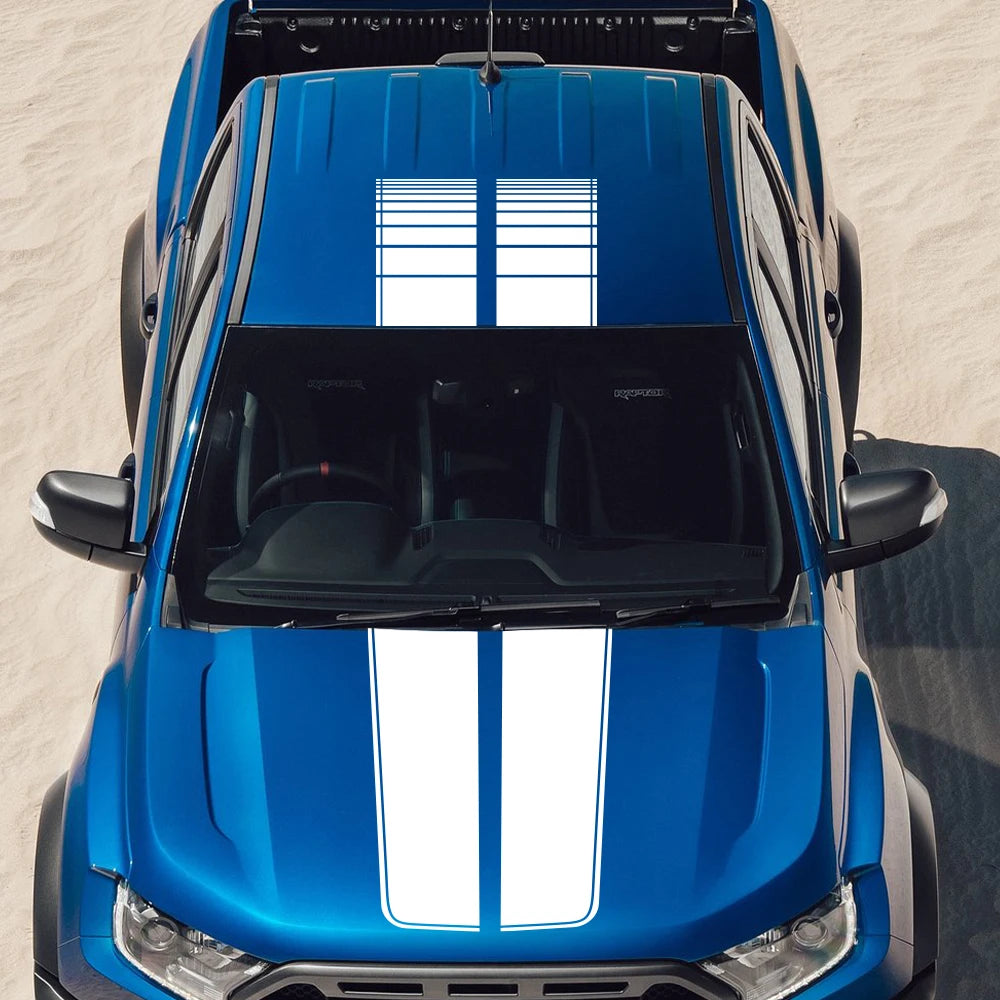 Hood, Bonnet, Roof & Trunk Racing Stripe Vinyl Kit | Full-Length Engine Cover Graphics