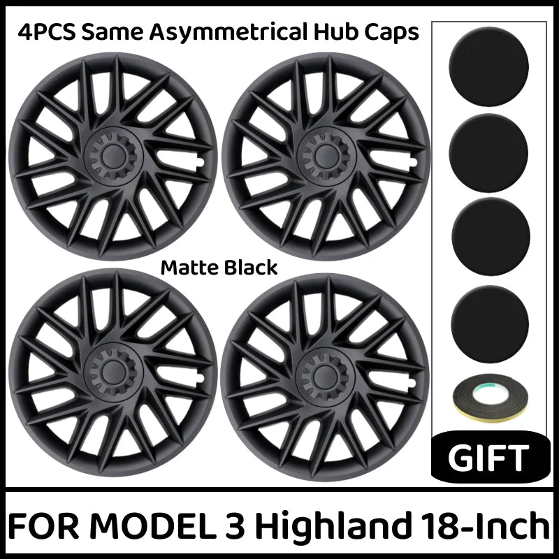 18" Performance Hub Cap Wheel Covers for Tesla Model 3 Highland (2024) | 4-Piece Replacement Set