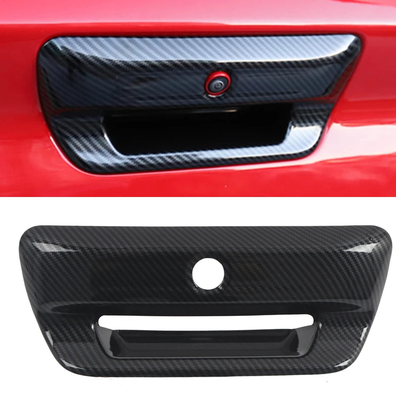 For Dodge Ram 1500 2019 2020 2021 Carbon Style Tailgate Rear Door Handle Bowl Taillight Tail Light Lamp Cover Trim Car Styling