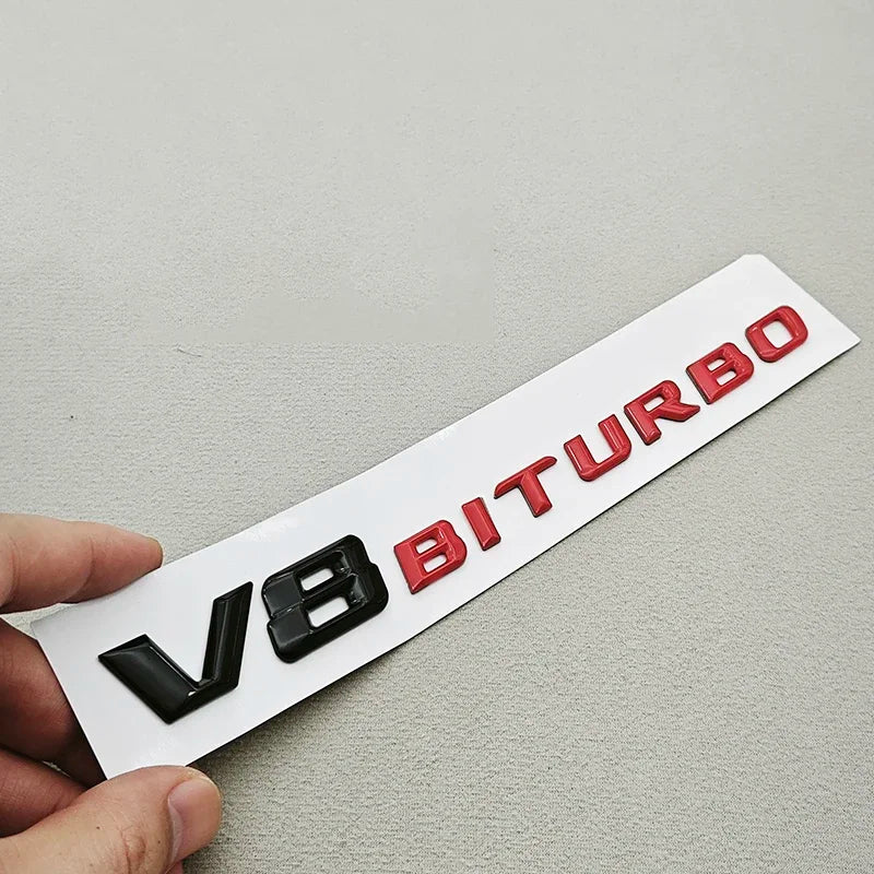 3D ABS Chrome V8 BITURBO Emblem Fender Side Badge for Mercedes-Benz AMG | Decal Sticker