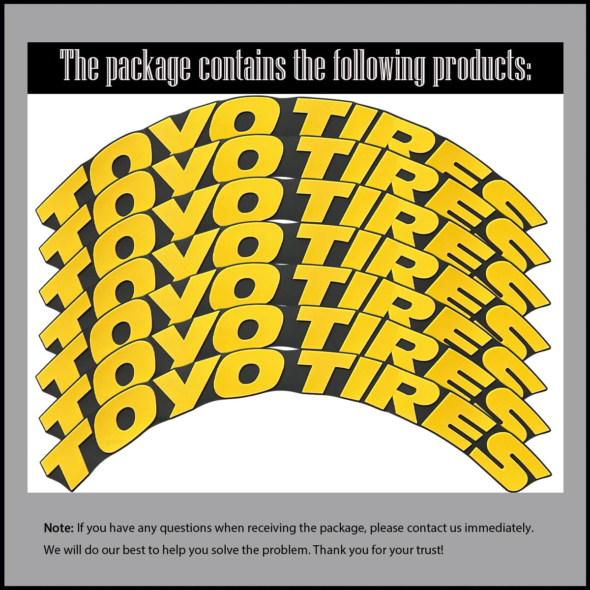 TOYO TIRES 3D Waterproof Tire Stickers | Universal Rubber Sidewall