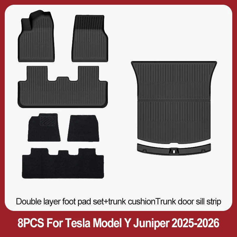 TPE Floor Mats & Luggage Mat for Tesla Model Y Juniper Premium / Performance (2025+) | All-Weather Set
