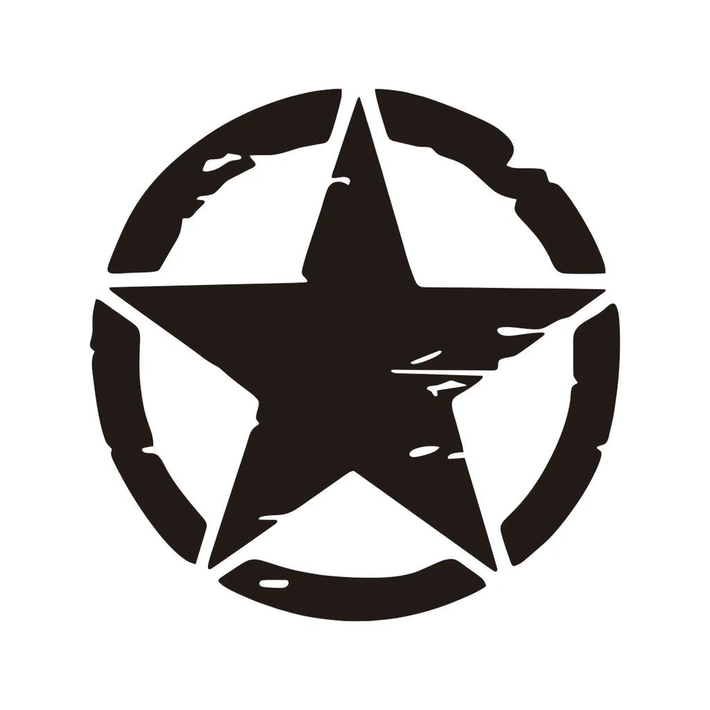 Army Star Vinyl Decal Sticker – Jeep Wrangler & All 4x4 Models | 3 Patterns, 4 Sizes, 4 Styles