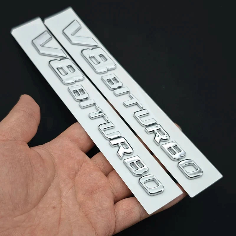 3D ABS Chrome C63S Logo V8 BITURBO Badge Trunk Emblem Sticker for Mercedes-Benz AMG | Decal
