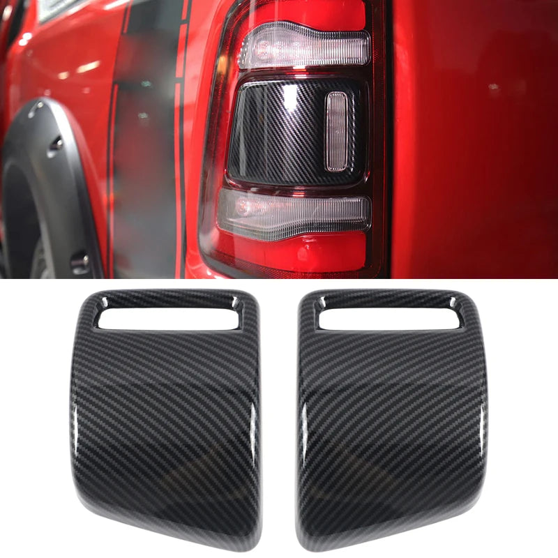 For Dodge Ram 1500 2019 2020 2021 Carbon Style Tailgate Rear Door Handle Bowl Taillight Tail Light Lamp Cover Trim Car Styling