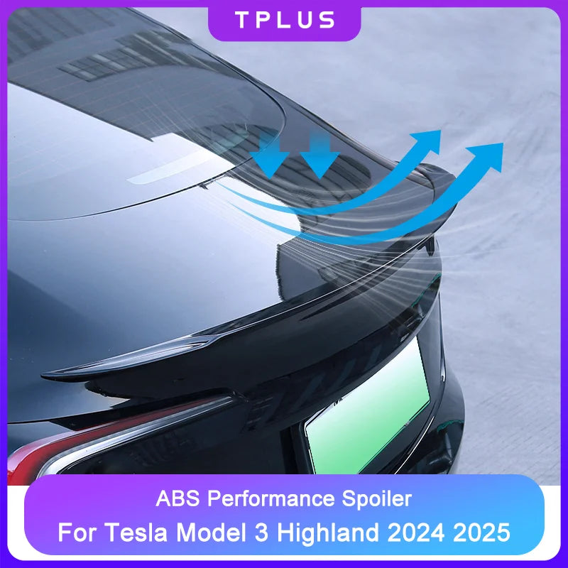 Matte Carbon ABS Rear Trunk Spoiler for Tesla Model 3 Highland Performance (2025) | Boot Wing