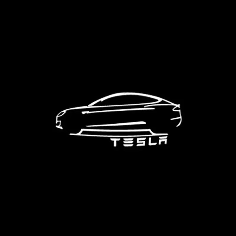 2/4pcs Car Door LED Logo Projector  lights HD Welcome Light 3D Laser Ghost Shadow Light for Tesla Model Y 3 S X car Accessory