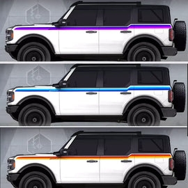 Colored Side & Waistline Stripe Decal for Ford Bronco (2021–2023) | Blackout Vinyl Body Wrap