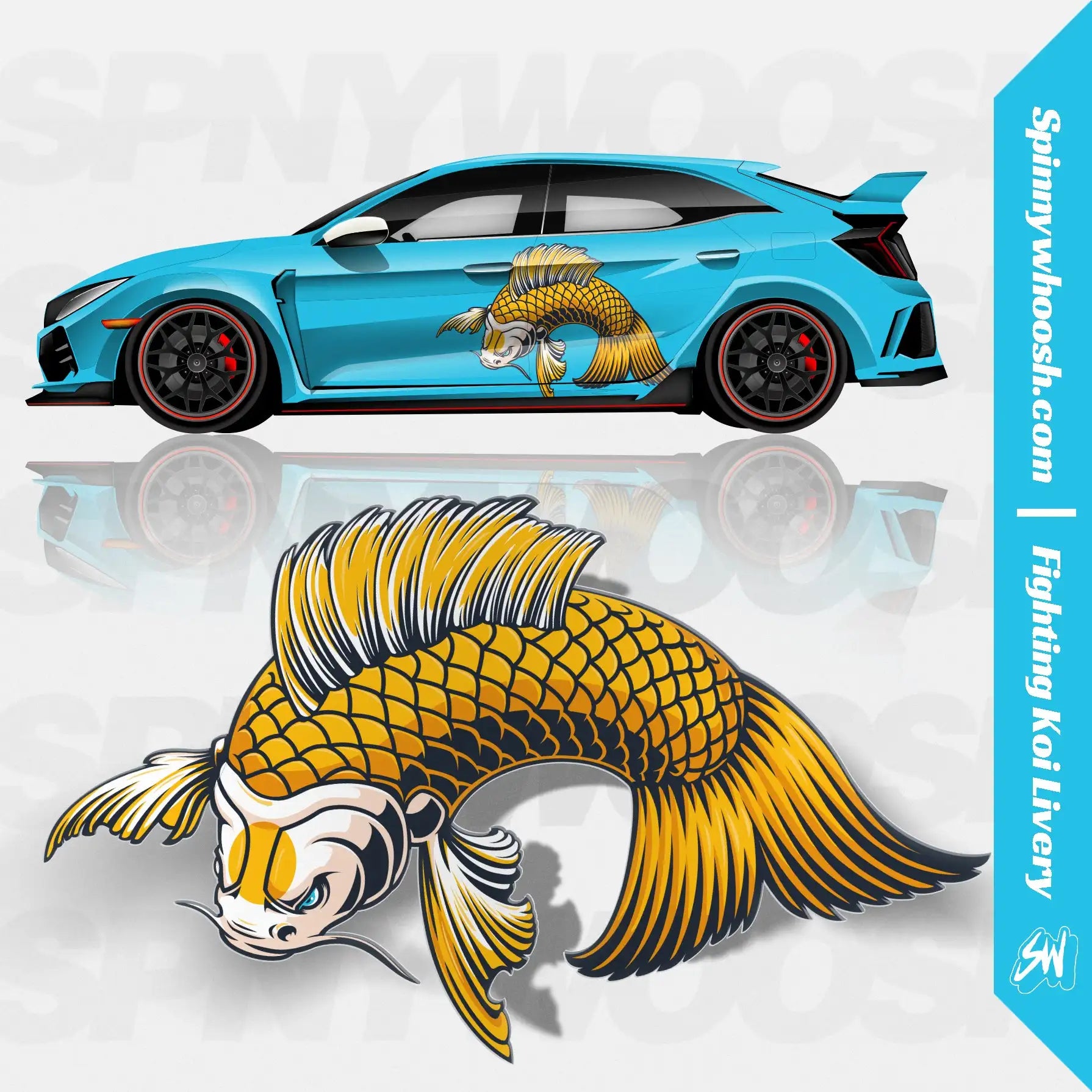 Limited Edition Koi Fish Car Decal Livery - 2-Piece Premium Vinyl Set