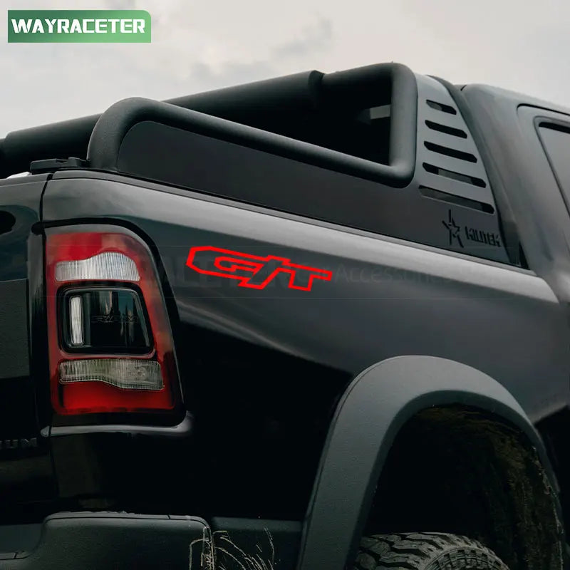 2 Pcs GT Rear Trunk Side Body Graphics Vinyl Decal Sticker For Dodge RAM 1500 2021 2022 2023 2024 Laramie Crew Cab Accessories