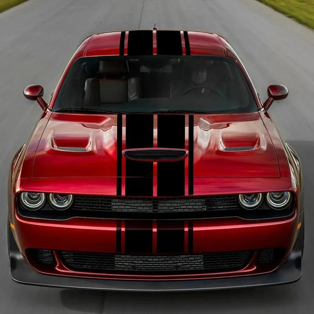 Racing Stripe Hood & Trunk Decal Kit for Dodge Challenger SXT / R/T / SRT (2011–2024) | Vinyl Body Graphics